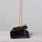 Hello Honey® Natural & Black Beech Wood Broom & Standing Metal Dust Pan Set